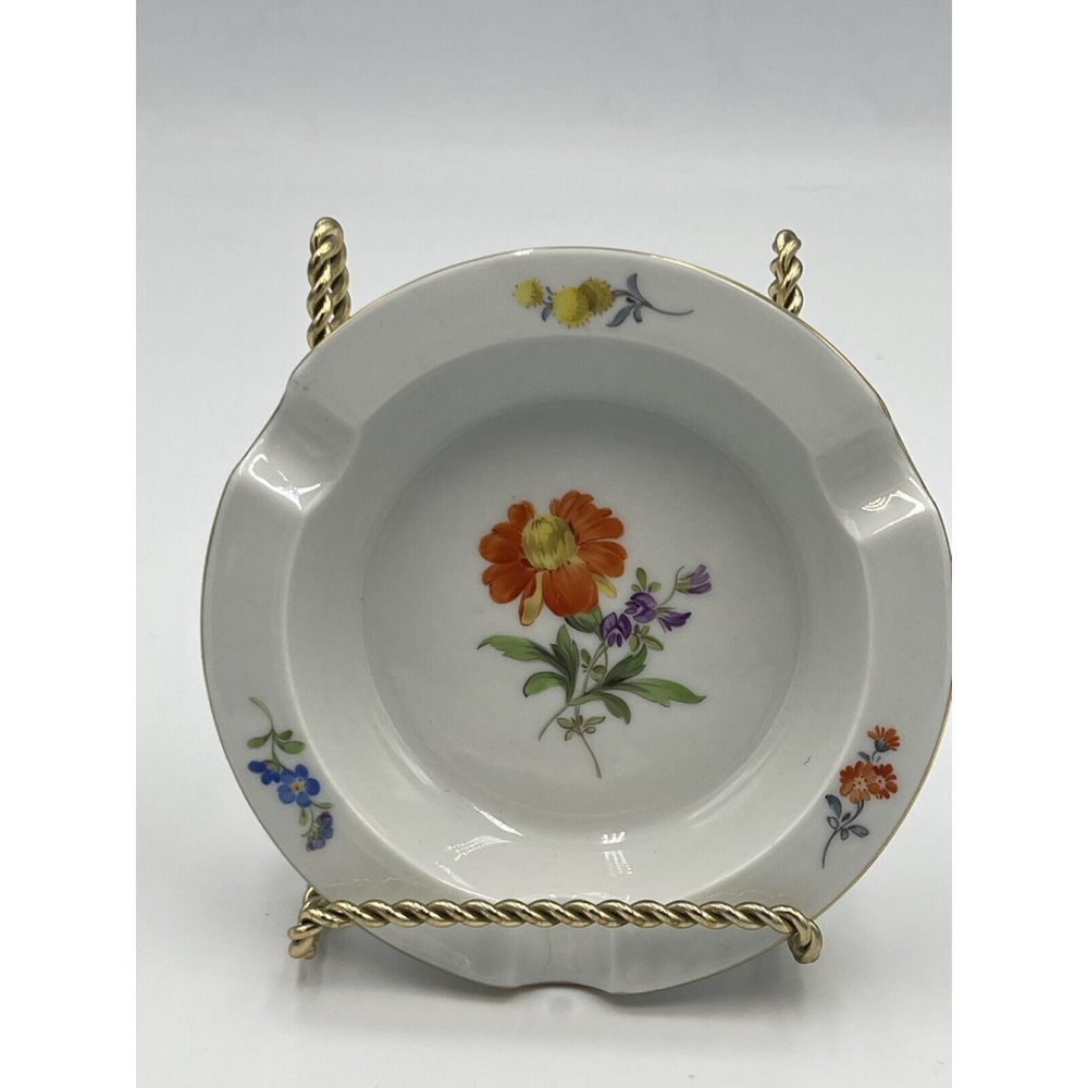 MEISSEN China Marked. Antique Flower Painted Ash Trinket Jewelry Tray EUC